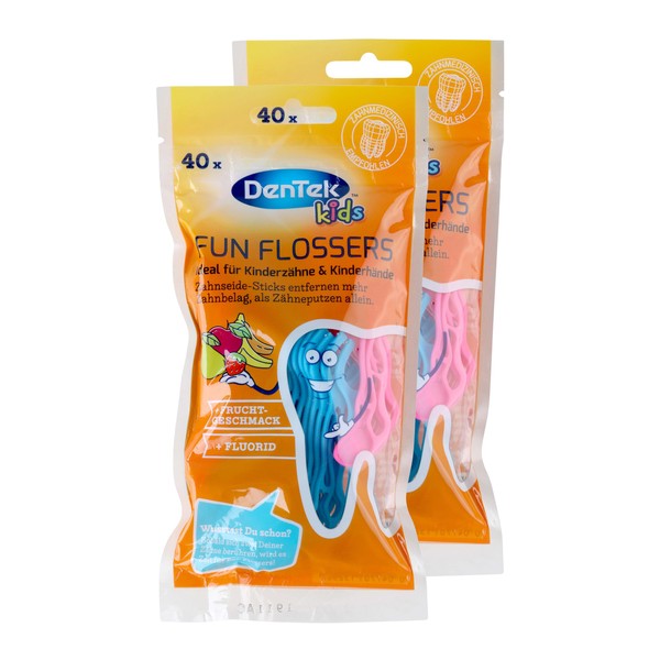 2 x DenTek Fun Flosser Kids for Children with Wild