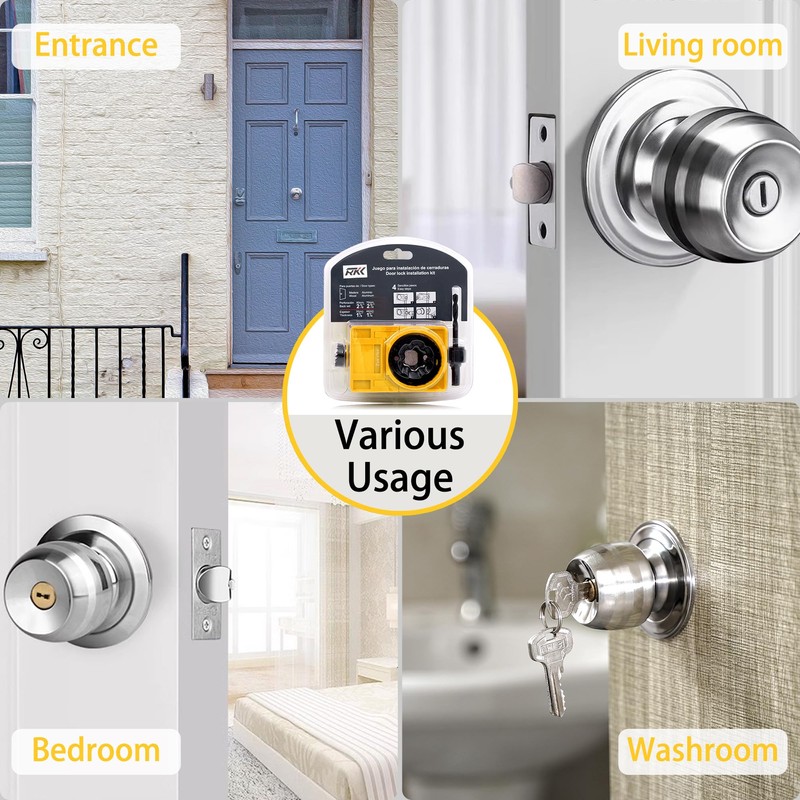 RKK 1-3/8" - 1-3/4" Door Lock Installation Kit Door Hole