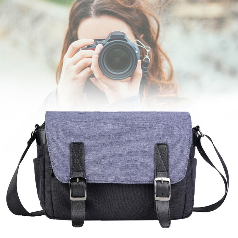 DSLR Camera Shoulder Bag Portable Case for Canon Nikon Sony(blue)
