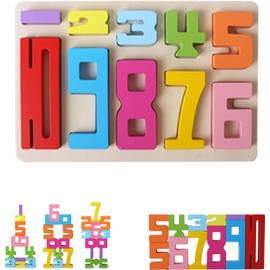 Montessori-Inspired Wooden Number Building Blocks-Wooden Number Blocks for 3+ Years Old Kids,Balance Competition Toy – Unlock Your Child’S Potential (Boxed Version)