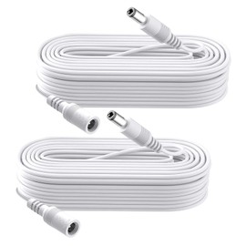 Security-01 33FT 10M DC Power Extension Cable for Security Camera IP WiFi Camera,DVR,LED Strip,DC Extension Cord 5.5mm x 2.1mm,White (Pack of 2)