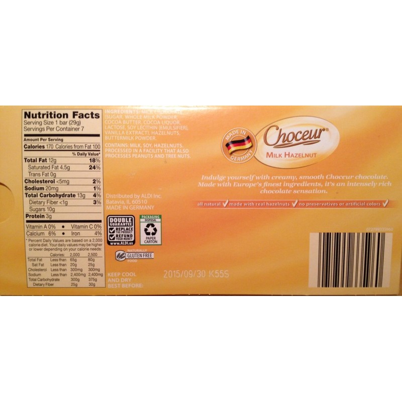 Choceur Milk Chocolate with Roasted Hazelnuts (2/7.05 oz pack)