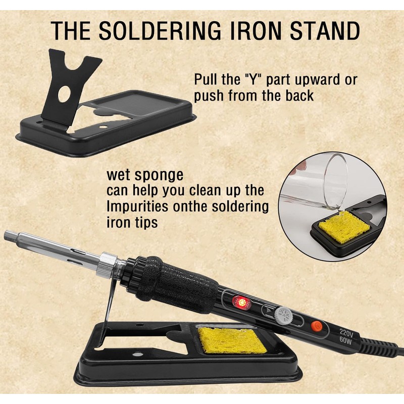 Pyrography Soldering Iron Set, 60 W Adjustable Temperature 200-450 °C,