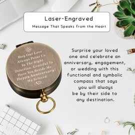 Anniversary Compass Gift for Him or Her, Unique Gift Ideas for Husband or Wife, Men Wedding Anniversary 50th 40th 25th 20th Year Celebration, Engagement Gifts for Husband Wife, 11 10 Year Anniversary