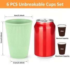 Dyserbuy Set of 6 Reusable Unbreakable Drinking Cups, 350ml Plastic Cups, for Hot and Cold Drink, Water Milk Tea Tumblers for Kitchen Outdoor Parties Picnics BBQ Travels
