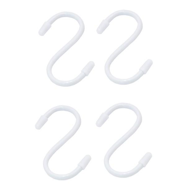 TAKAGI Steel S Hook, White, 2.8 inches (70 mm), Set of 4