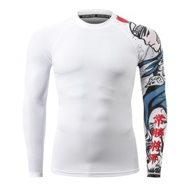 HUGE SPORTS Swimming Shirts for Men UPF 50+ Quick-Drying Compression Long Sleeve Men's Rash Guard, Zhaoyun