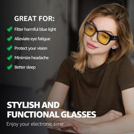 SIPHEW Blue Light Blocking Fit Over Glasses for Women, Fashion Computer Gaming Phone TV Glasses Anti Eyestrain, Sleep Better