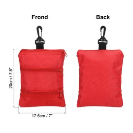 PATIKIL Golf Pouch Bag 7.8x7 Inch, 3 Zippered Golf Ball Bag with Clip Valuables Tee Pouch Multi Pocket for Men Women Holder, Red