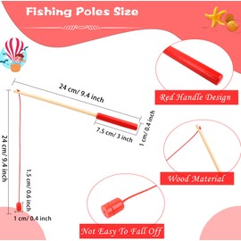 20 Pcs Kids Toy Wooden Fishing Pole Magnetic Fishing Poles Wooden Fishing Rod for Kindergarten Boys Girls Christmas Fishing Game Activity