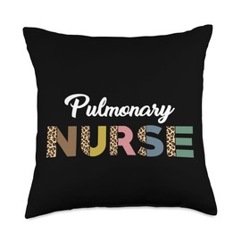 Pulmonary Nurse Job Designs Respiratory Therapist Pulmonary Leopard Pattern Breathing Treatment Nursing Throw Pillow, 18x18, Multicolor