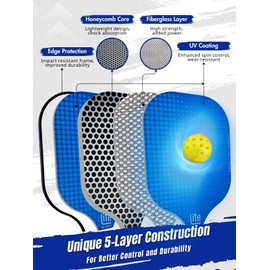LITE READY Pickleball Paddle Set of 2 – Lightweight Fiberglass Pickleball Paddles with 4 Pickleball Balls and a Bag | Durable Pickleball Equipment for Men and Women, Ideal for Beginners