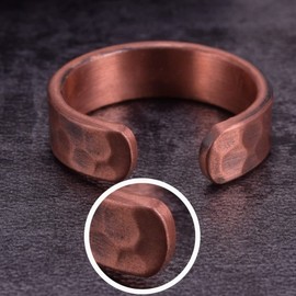 Hammered Design Copper Rings Men Women Adjustable Vintage Solid Copper Magnetic Rings Wedding Rings Open Cuff Rings, Copper,Metal,Brass
