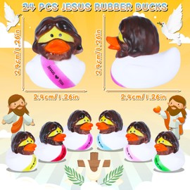 24 Pcs Jesus Rubber Ducks with 6 Color Easter Jesus Loves You Ducks for Kids Toddler