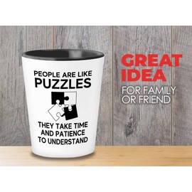 Puzzle Shot Glass 1.5oz - People puzzles take time - Brain Game Adult Educational Toy Kids 12 Year Old Boy Crossword Challenge Children