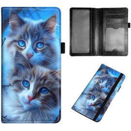 Qindaiwen PU Leather Checkbook Covers for Women, Check book holder for personal checks, checkbook wallet with RFID Blocking, Gift for Men Women, Two Cats