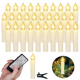 ZIYOUDOLI 30 LED Christmas Candles with Remote Control Timer, Dimmable Christmas Tree Candles, Wireless Christmas Tree Candles, Christmas Decoration, Wedding (Pack of 30)