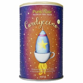 Cordyccino Cordyceps Drink Powder (Organic Vegan Raw) Vital Mushroom Coffee Replacement Mushroom Powder Lucuma Drink - Instant Caffeine Free Mushroom Coffee Alternative - Raw Organic Mushroom Powder Drink | PureRaw 250 g