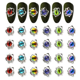 Devil Eye Nail Charms,24PCS 3D Alloy Nail Art Rhinestones Decoration for Acrylic Nails, Nail Diamonds Nail Jewels Accessories for Nail Art Supplies Manicure Craft DIY