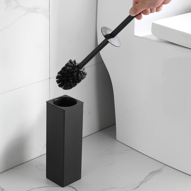 BGL Metal Toilet Brush Holder, Standing Black Toilet Brush, Square