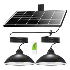 Lightonight Solar Pendant Lights IP65 Weatherproof Dusk to Dawn Solar Shed Lamp with Remote Controller for Outdoor Gazebo Barn Chicken Coop Bullpen Pig Pen Stables Tents