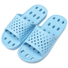 clootess Shower Shoes Slide for Men and Women Holes Bath Slipper Bathroom Sandal Pool Gym College Dorm Non-Slip Sky Blue 38.39
