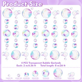 RAINFLOW Transparent Bubble Garlands - Colored Bubble Decorations Mermaid Birthday Decorations Hanging Streamer Under The Sea Ocean Garland for Birthday Baptism Wedding Room Wall Decor Party Supplies