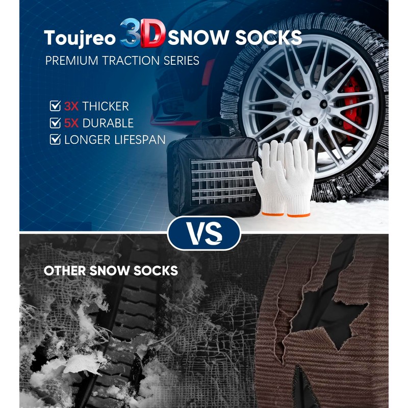 Snow Socks for Tires - Auto Accessories Ultimate Grip Alternative