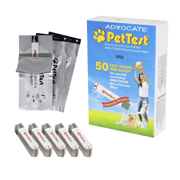 PetTest Diabetes Blood Glucose Tests Strips for Dogs and Cats for use with PetTest Glucose Monitor (50 Strips)