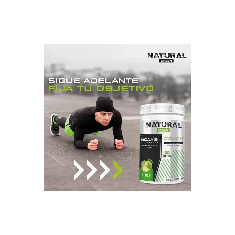 Aminoácidos Bcaas + Glutamina Natural Green 1kg Sabores