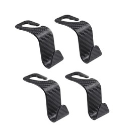 Car Seat Headrest Hook Universal Car Seat Hook Storage Rack S-Shape Plaid Black 4-Pack