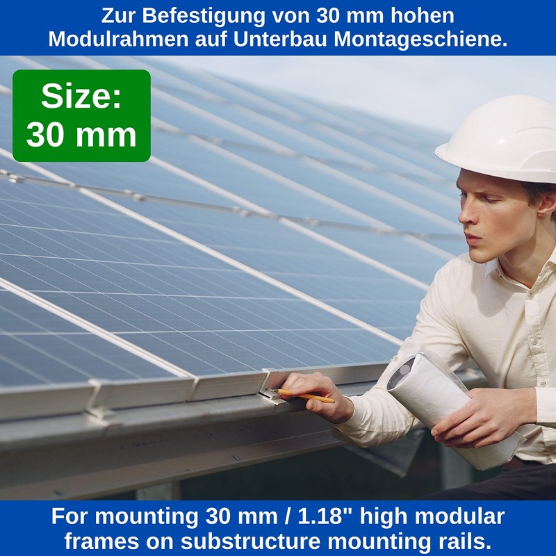 Solar Panel End Clamp 4 Pieces for 30 mm Module