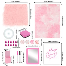 LARDUX Pink Locker Organizer Accessories Kit, Magnetic Locker Accessories for Girls with Body lamp, Rug, Magnetic Wallpaper, Mirror, Whiteboard, Pen Holder, Markers Back to School Essentials