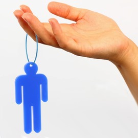 OBANGONG - 4 etiquetas acrílicas para llavero de baño para hombres y mujeres, con 5 anillos de alambre para oficina y baño, 2 Red+2 Blue, Small