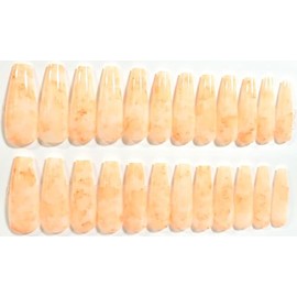For The Love Of Speckle Glossy Long Coffin Press On Nails - 24 Pieces - Artificial Nail Kit (Fresh Apricots, Long Coffin)
