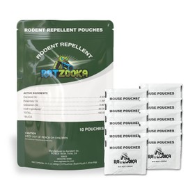 RatZooka Mouse Repellent Pouches, Natural Formula with Peppermint & Rosemary Oil, Mice Repellent Indoor, Keep Mice and Rats Out of Your Home, Car, RV, Garage, Cabin, 14.1Once (1 Pack - 10 Pouches)