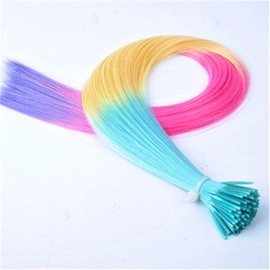 20" Rainbow Feather Hair Extensions Pastel Colors I-Tip 100pcs (Purple)