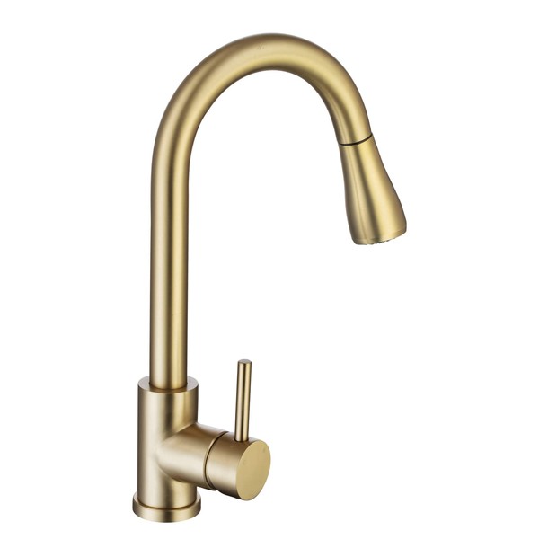 Gold Sink Faucet, Gold Kitchen Faucet with Pull Down Sprayer