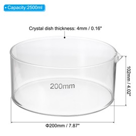PATIKIL 2500ml Crystallizing Dish, Borosilicate Glass Crystallizing Dished with Spout Flat Bottom Lab Dish Evaporation Dishes Transparent for Laboratory Kitchen Science Classroom
