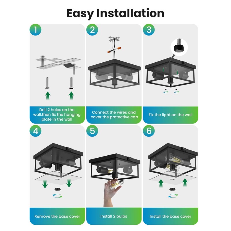 Craftersmark Outdoor Ceiling Light with Motion Sensor, Flush Mount Porch