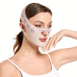 Yüz Şekillendirici Maske, V Çene Sıkılaştırıcı Band, Yüz ve Boyun İncelten Maske, Ten Rengi