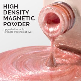 MelodySusie Jeweliver Cat Eye Gel Nail Polish, 0.5 Fl Oz Coral Pink Glitter Holographic Magnetic Nail Polish with Magnet, UV Nail Polish for Nail Art Manicure Salon DIY at Home C45