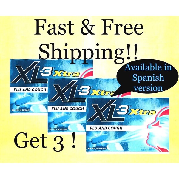 XL 3 Xtra Gripa Y Tos 12 Capsulas / XL-3 Xtra Cold and Cough Medicine 12 Caps 