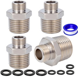 YullSorom Brass Pipe Fittings Water Hose Adapter,G 1/2 Male to 3/8 Male Reducer Adapter,Compression Fitting for Kitchen Bathroom Faucet Supply Hose, Stop Valve Adapter, Pipe Connector 4pcs