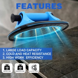 Upgraded 2-Pack 9.8" Heavy Duty Vacuum Suction Cup - 350 lbs Capacity, Industrial Oval Lifters for Glass/Tile/Granite, Transport Windows, Countertops, Large Panels​