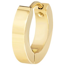 Breil Gritty TJ3283 Polished IP Gold Steel Mono Clip On Earrings Diameter 13.5mm, Alloy Steel, No Gemstone