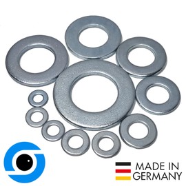 Washers M6 DIN125 A-Shape Flat Galvanised Washers Body Washers Galvanised Steel (M6, 50)