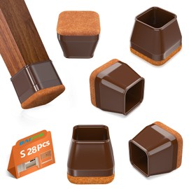 BAIPOK 28pcs Stuhlbeinkappen Eckig, Schutzkappen fr Stuhlbeine mit Filz, Bodenschoner fr Sthle, Klare Silikon Stuhlbeinschoner Zum Schutz von B?den