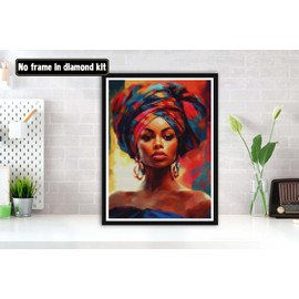 Bimkole 5D Diamond Painting Kits African Woman, Full Drill Oil Painting DIY Rhinestone Embroidery Set Paint with Diamonds Art by Number Kits Cross Stitch Home Wall Craft Decoration 12X16 inch