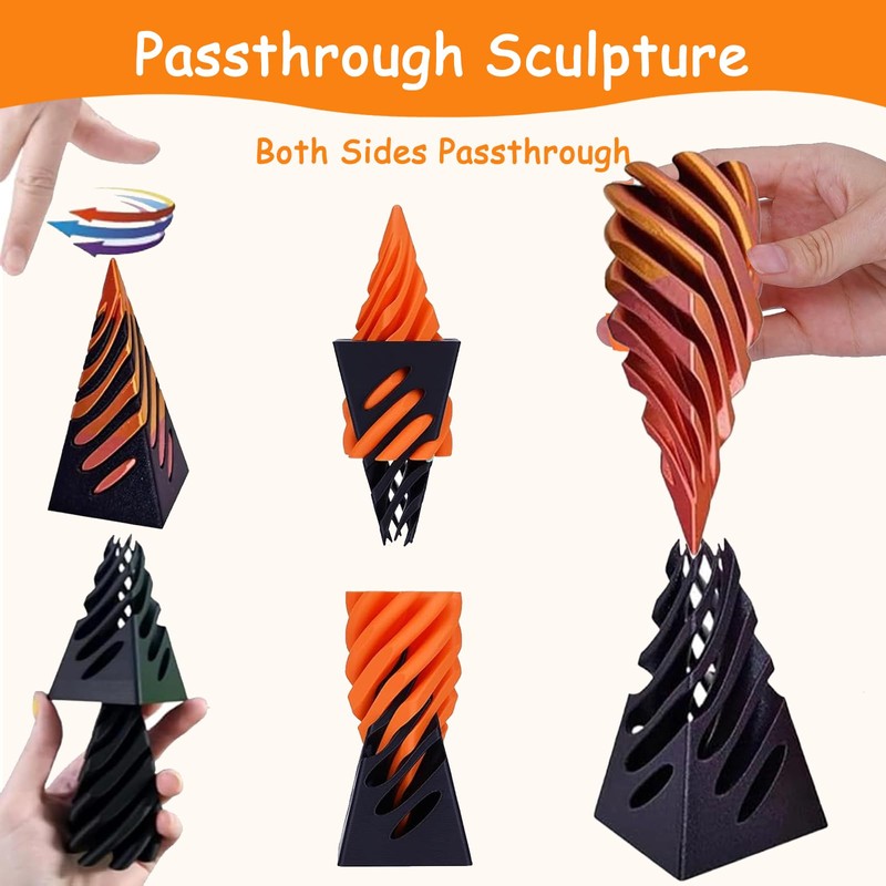 Impossible Cone, Impossible Pyramid Passage Sculpture, Cone Gear Spinner Fidget